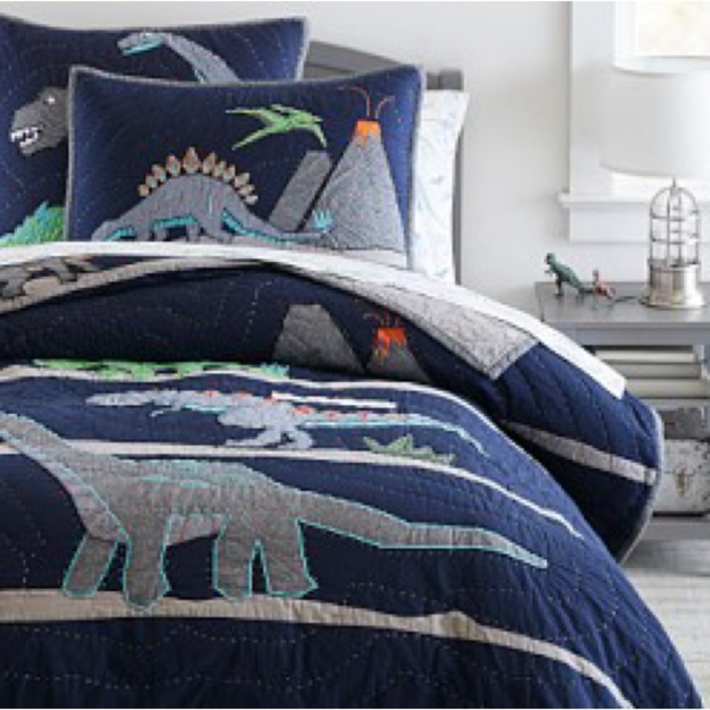 Pottery Barn Kids Dinosaur Navy Quilt Set